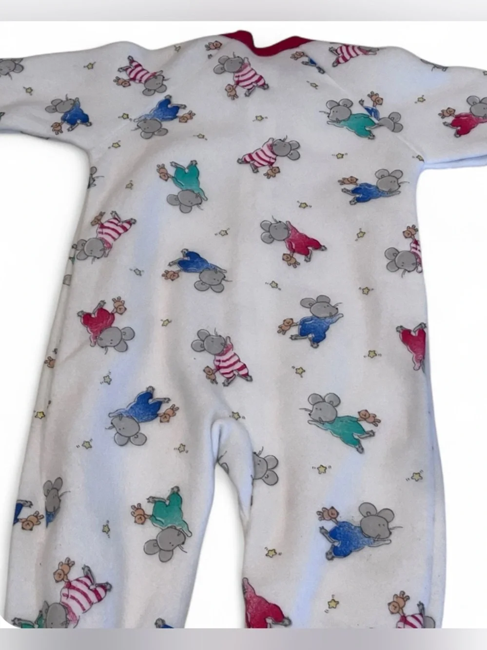 NWT VTG Carter’s Fuzzy Fleece Sleepwear 1 Piece Mouse Print Pajamas 18M